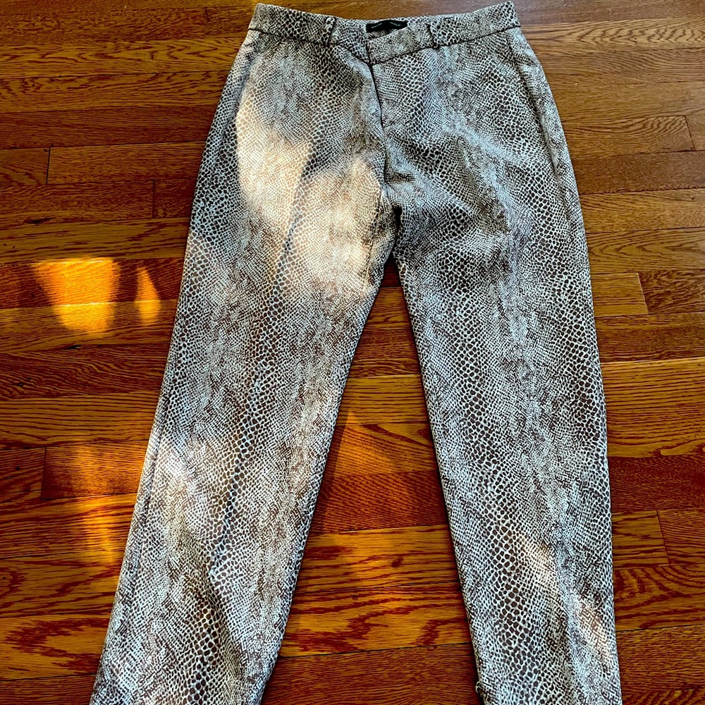 Animal print trousers. Never worn! Off white and tan.